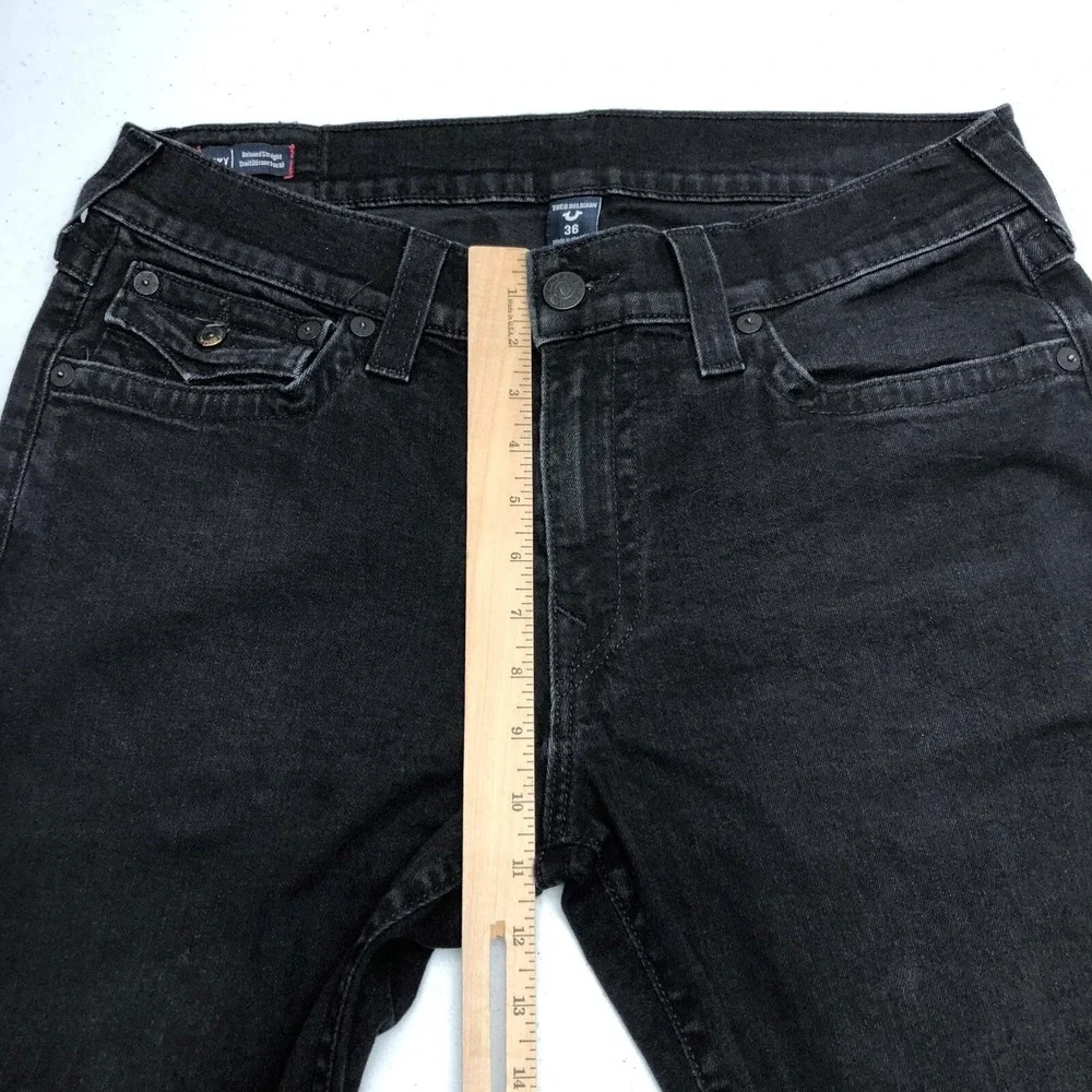 True Religion Ricky Jeans Mens 36x32 Charcoal Relaxed Straight Denim USA Stretch